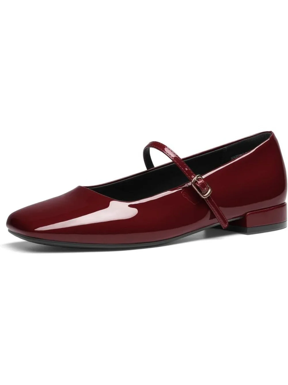 DREAM PAIRS Women's Burgundy Faux Leather Square Toe Buckle Flats Low Heel Shoes